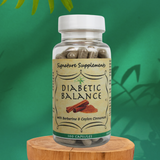 Photo of Diabetic Balance Supplement with Berberine and Cinnamon. 100 capsules in bottle.