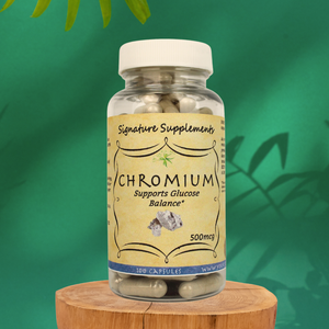 photo of Your Signature Supplements Chromium Supplement 100 Capsules with Green Background