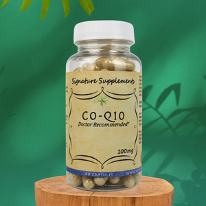 photo of CoQ10 supplement. 100 capsules 