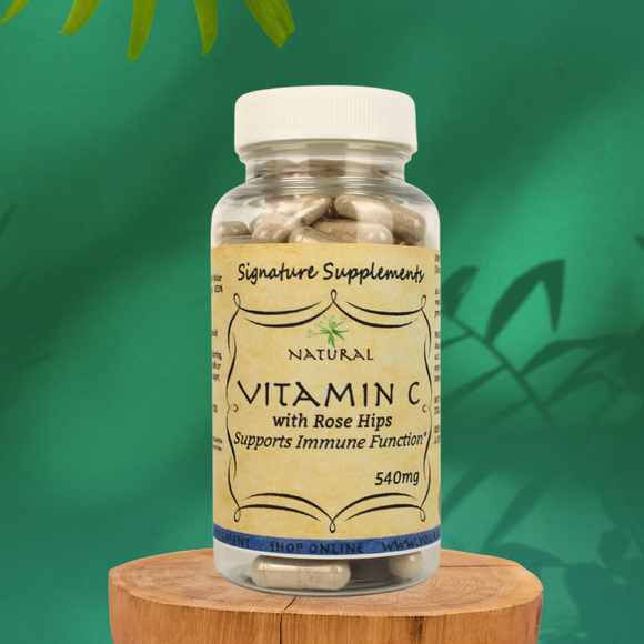 photo of Vitamin C with Rose Hips Supplement - 100 capsules in bottle