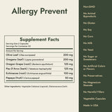 Allergy Prevent Supplement Facts and what it's free from