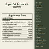 Super Fat Burner with Thermo Supplement Facts and what it's free from