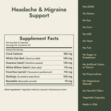 Headache & Migraine Support Supplement Facts and what it's free from