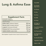Lung & Asthma Ease Supplement Facts and what it's free from