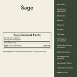 Sage Supplement Facts and what it's free from