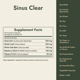 Sinus Clear Supplement Facts and what it's free from