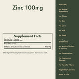 Zinc 100mg Supplement Facts and what it's free from