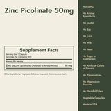 Zinc Picolinate 50mg Supplement Facts and what it's free from